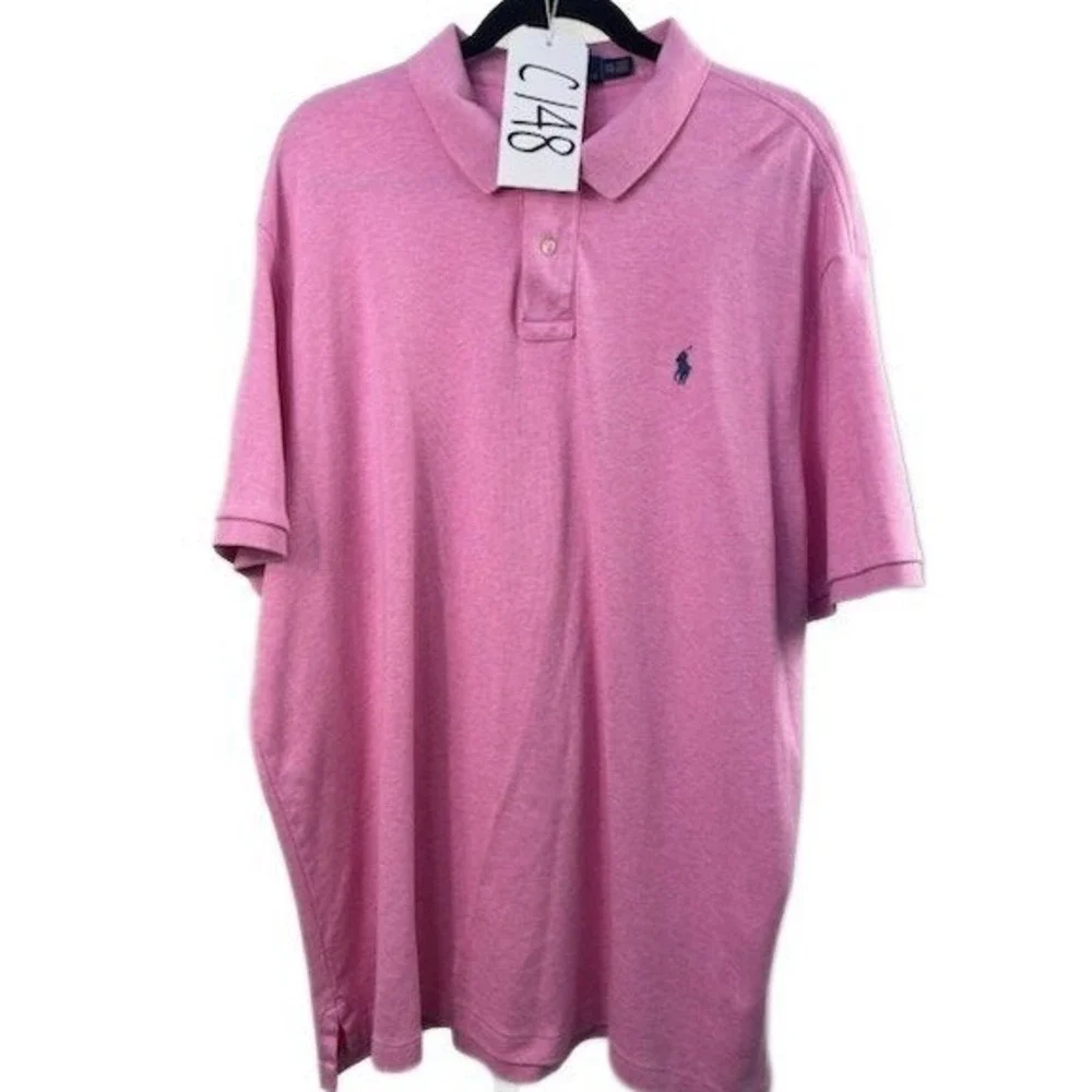 NWOT Polo Ralph Shirt Lauren Men's XXL Pink Heathered‎ Short Sleeve Cotton